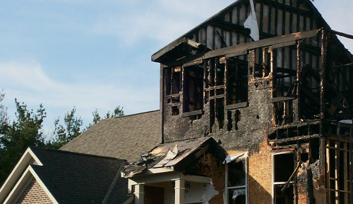 a house that has suffered significant fire damage.