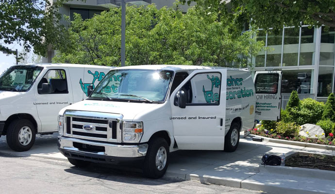 Anchor restoration service vehicles.